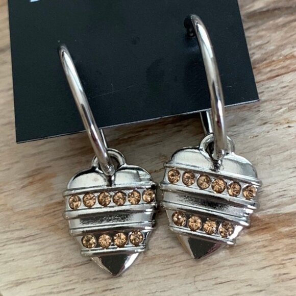 Dyrberg/Kern Sereng Heart Swarovski crystal hoop earrings - Picture 3 of 6
